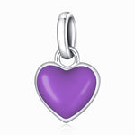 Accessoires de bracelet et de collier à pendentif cœur en argent sterling S925, pendentif cœur (jaune), pendentif cœur (bleu), pendentif cœur (rose), pendentif cœur (violet)