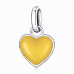 Accessoires de bracelet et de collier à pendentif cœur en argent sterling S925, pendentif cœur (jaune), pendentif cœur (bleu), pendentif cœur (rose), pendentif cœur (violet)