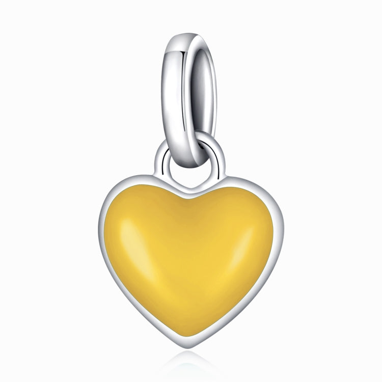 Accessoires de bracelet et de collier à pendentif cœur en argent sterling S925, pendentif cœur (jaune), pendentif cœur (bleu), pendentif cœur (rose), pendentif cœur (violet)