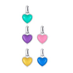 Accessoires de bracelet et de collier à pendentif cœur en argent sterling S925, pendentif cœur (jaune), pendentif cœur (bleu), pendentif cœur (rose), pendentif cœur (violet)