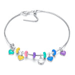 Accessoires de bracelet et de collier à pendentif cœur en argent sterling S925, pendentif cœur (jaune), pendentif cœur (bleu), pendentif cœur (rose), pendentif cœur (violet)