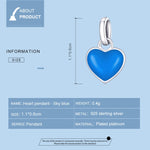 Accessoires de bracelet et de collier à pendentif cœur en argent sterling S925, pendentif cœur (jaune), pendentif cœur (bleu), pendentif cœur (rose), pendentif cœur (violet)