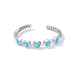 Bague ouverte pour femme en argent sterling S925, avec torsades et turquoises, torsades et turquoises