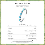 Bague ouverte pour femme en argent sterling S925, avec torsades et turquoises, torsades et turquoises