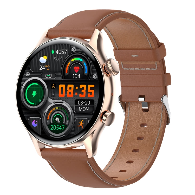 Montre connectée HK8Pro avec écran AMOLED de 1,36 pouce et bracelet en cuir, prend en charge la fonction NFC / la surveillance de l'oxygène sanguin, bracelet en cuir (noir), bracelet en cuir (doré), bracelet en cuir (argenté)