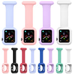Boîtier de montre en silicone pour infirmière avec broche pour Apple Watch Series, 7 41mm / 6&SE&5&4 40mm / 3&2&1 38mm, 7 45mm / 6&SE&5&4 44mm / 3&2&1 42mm
