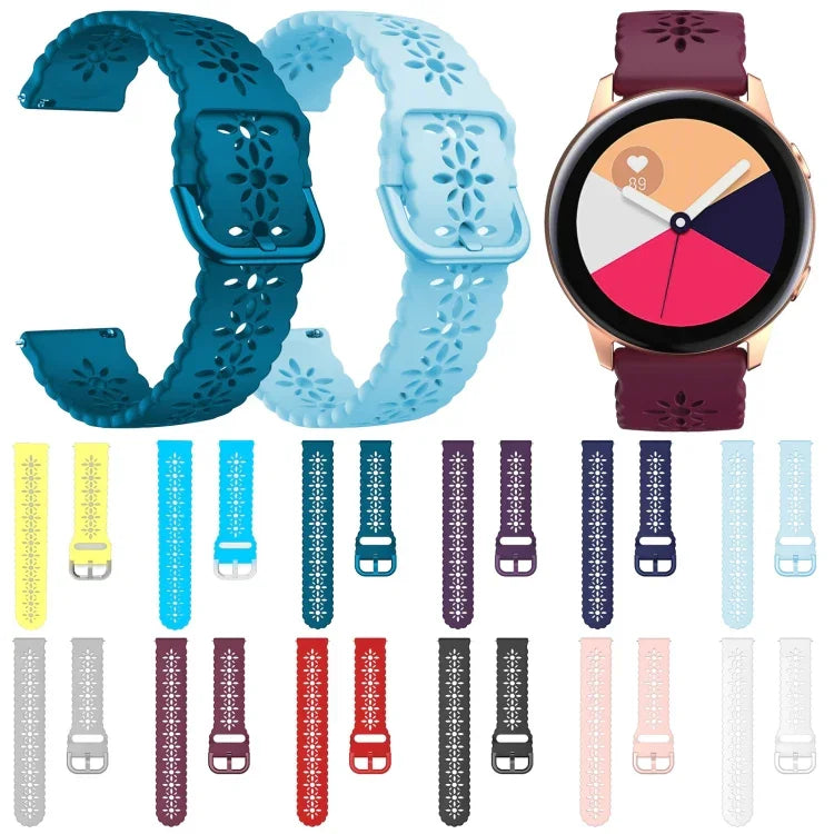 Bracelet de montre en silicone creux motif fleur de prunier, pour Samsung Galaxy Watch4 40/44mm, pour Samsung Galaxy Watch4 Classic 42/46mm
