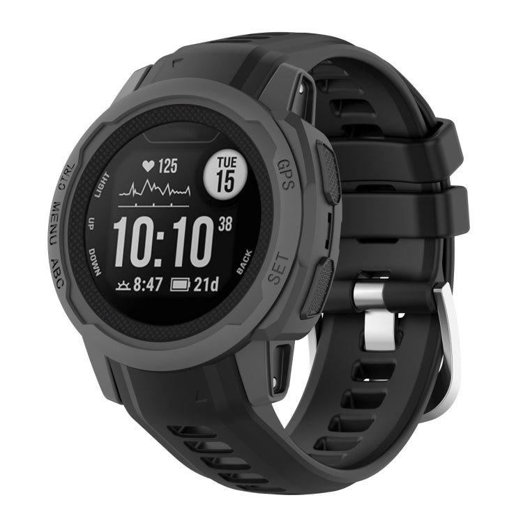 Silicone Stainless Steel Buckle Watch Band, For Garmin Instinct 2S