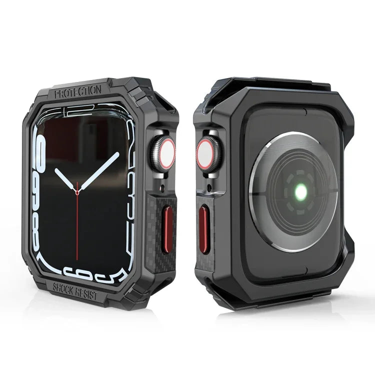 Étui de protection en fibre de carbone de couleur contrastée, pour Apple Watch Series 9 / 8 / 7 41mm, pour Apple Watch Series 9 / 8 / 7 45mm, pour Apple Watch Series 6 & SE & 5 & 4 44mm, pour Apple Watch Series 6 & SE & 5 & 4 40mm