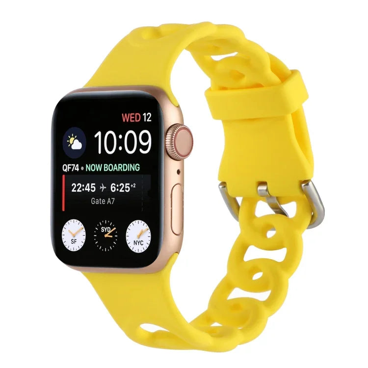 Bracelet de montre creux en silicone pour Apple Watch Series, 7 41mm / 6&SE&5&4 40mm / 3&2&1 38mm, 7 45mm / 6&SE&5&4 44mm / 3&2&1 42mm