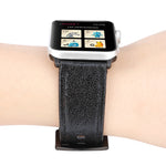 Bracelet de montre en cuir véritable à paillettes pour Apple Watch Series, 7 41mm / 6&SE&5&4 40mm / 3&2&1 38mm, 7 45mm / 6&SE&5&4 44mm / 3&2&1 42mm