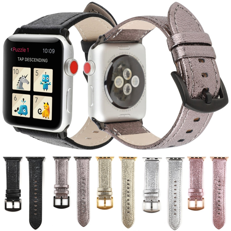 Bracelet de montre en cuir véritable à paillettes pour Apple Watch Series, 7 41mm / 6&SE&5&4 40mm / 3&2&1 38mm, 7 45mm / 6&SE&5&4 44mm / 3&2&1 42mm