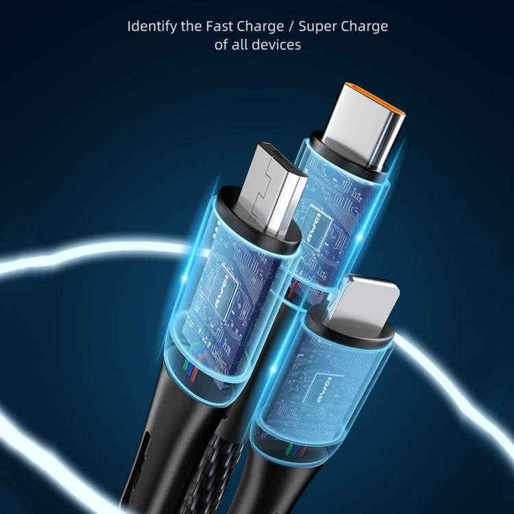 Câble de données de charge rapide 3 en 1 awei CL-972 Type-C / USB-C + 8 broches + Micro USB, longueur : 1,2 m