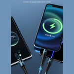 Câble de données de charge rapide 3 en 1 awei CL-972 Type-C / USB-C + 8 broches + Micro USB, longueur : 1,2 m