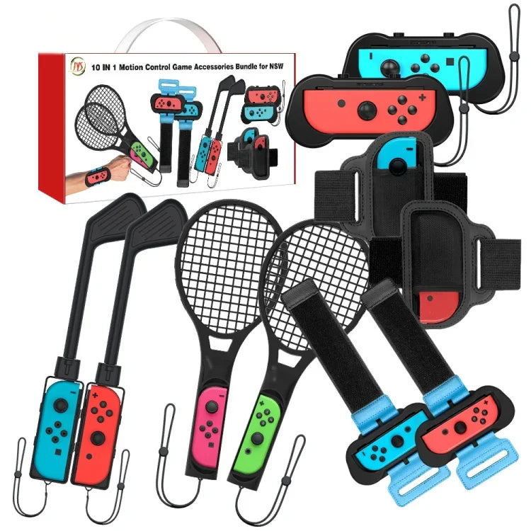 JYS JYS-NS215 Ensemble d'accessoires de sport somatosensoriel 10 en 1 pour Nintendo Switch, JYS 10 en 1