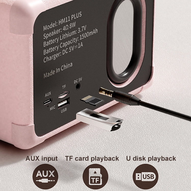 Enceinte Bluetooth sans fil mini rétro HIFI portable HM11 PLUS, HM11 PLUS (Jaune), HM11 PLUS (Noir), HM11 PLUS (Violet), HM11 PLUS (Rose), HM11 PLUS (Vert)