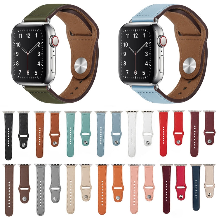 Bracelet en cuir avec boucle ardillon pour Apple Watch Series, 7 41mm / 6&SE&5&4 40mm / 3&2&1 38mm, 7 45mm / 6&SE&5&4 44mm / 3&2&1 42mm