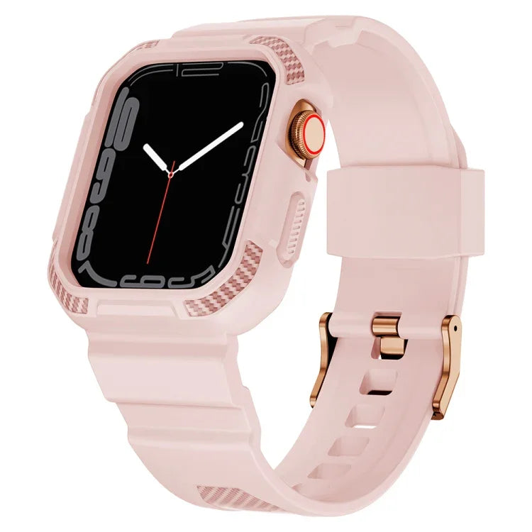 Bracelet de montre en silicone à motif de fibre de carbone intégré pour Apple Watch Series, 7 41mm / 6&SE&5&4 40mm / 3&2&1 38mm, 7 45mm / 6&SE&5&4 44mm / 3&2&1 42mm