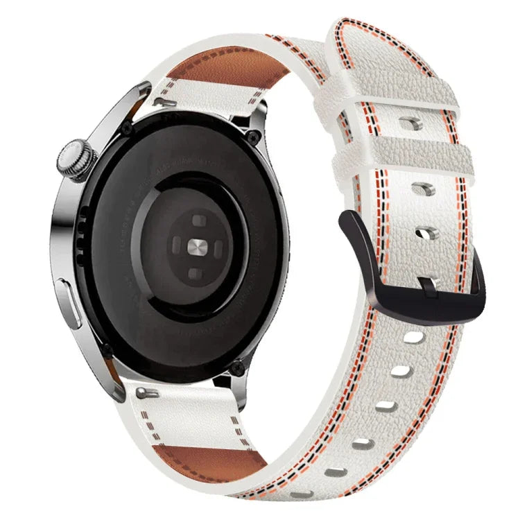 Bracelet de montre en cuir véritable avec fil de couture, pour Samsung Galaxy Watch 3 45mm, pour Huawei Watch GT 3 46mm