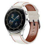 Bracelet de montre en cuir véritable avec fil de couture, pour Samsung Galaxy Watch 3 45mm, pour Huawei Watch GT 3 46mm