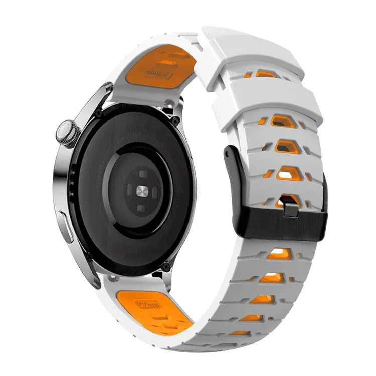 Bracelet de montre en silicone à trois rangées de trous trapézoïdaux, pour Samsung Galaxy Watch 4 / Watch4 Classic, pour Samsung Galaxy Watch 42 mm, pour Samsung Galaxy Watch 46 mm, pour Samsung Galaxy Watch Active