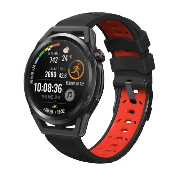 Bracelet de montre en silicone à trois rangées de trous trapézoïdaux, pour Samsung Galaxy Watch 4 / Watch4 Classic, pour Samsung Galaxy Watch 42 mm, pour Samsung Galaxy Watch 46 mm, pour Samsung Galaxy Watch Active