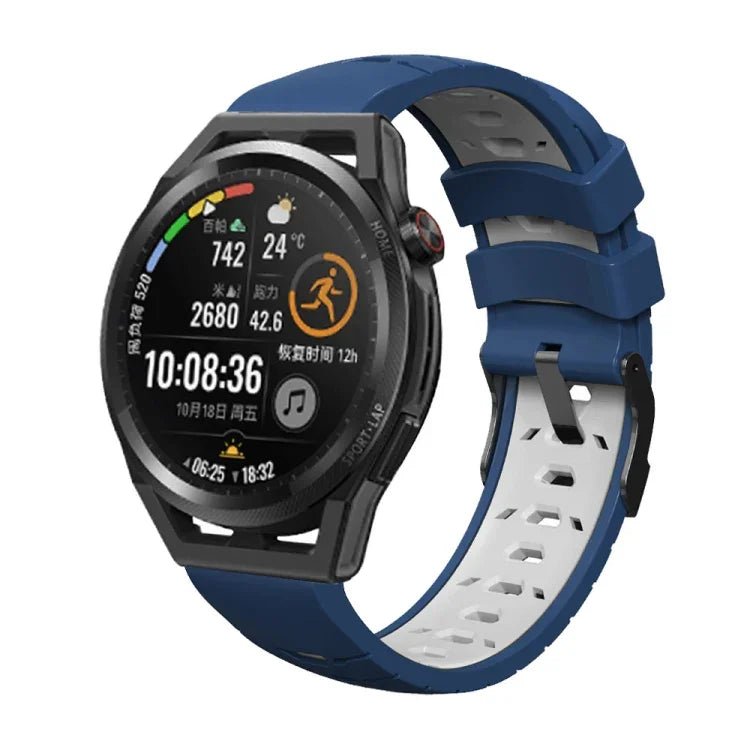Bracelet de montre en silicone à trois rangées de trous trapézoïdaux, pour Samsung Galaxy Watch 4 / Watch4 Classic, pour Samsung Galaxy Watch 42 mm, pour Samsung Galaxy Watch 46 mm, pour Samsung Galaxy Watch Active