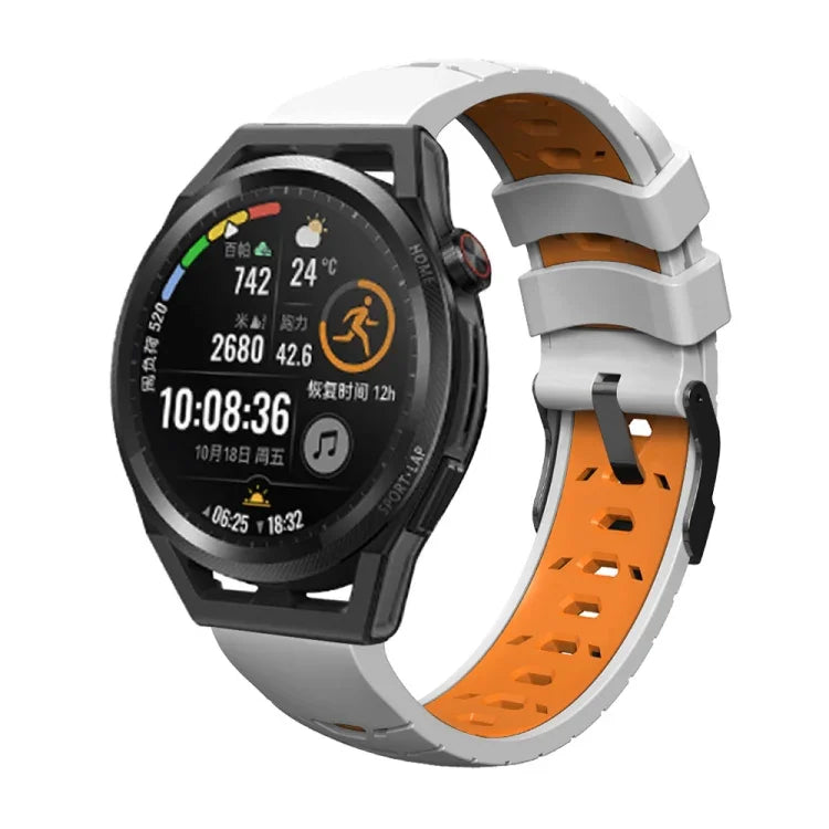 Bracelet de montre en silicone à trois rangées de trous trapézoïdaux, pour Samsung Galaxy Watch 4 / Watch4 Classic, pour Samsung Galaxy Watch 42 mm, pour Samsung Galaxy Watch 46 mm, pour Samsung Galaxy Watch Active