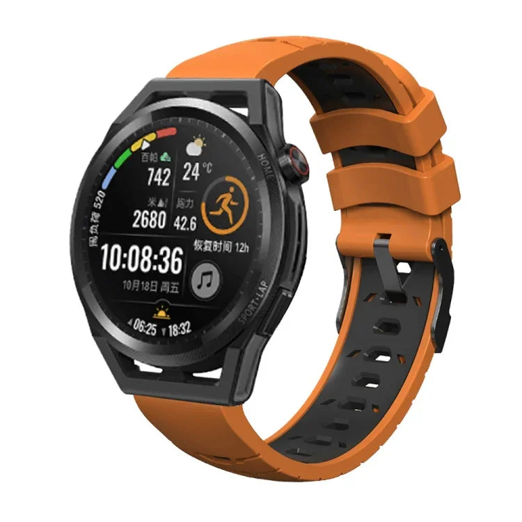 Bracelet de montre en silicone à trois rangées de trous trapézoïdaux, pour Samsung Galaxy Watch 4 / Watch4 Classic, pour Samsung Galaxy Watch 42 mm, pour Samsung Galaxy Watch 46 mm, pour Samsung Galaxy Watch Active