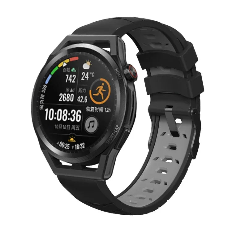 Bracelet de montre en silicone à trois rangées de trous trapézoïdaux, pour Samsung Galaxy Watch 4 / Watch4 Classic, pour Samsung Galaxy Watch 42 mm, pour Samsung Galaxy Watch 46 mm, pour Samsung Galaxy Watch Active