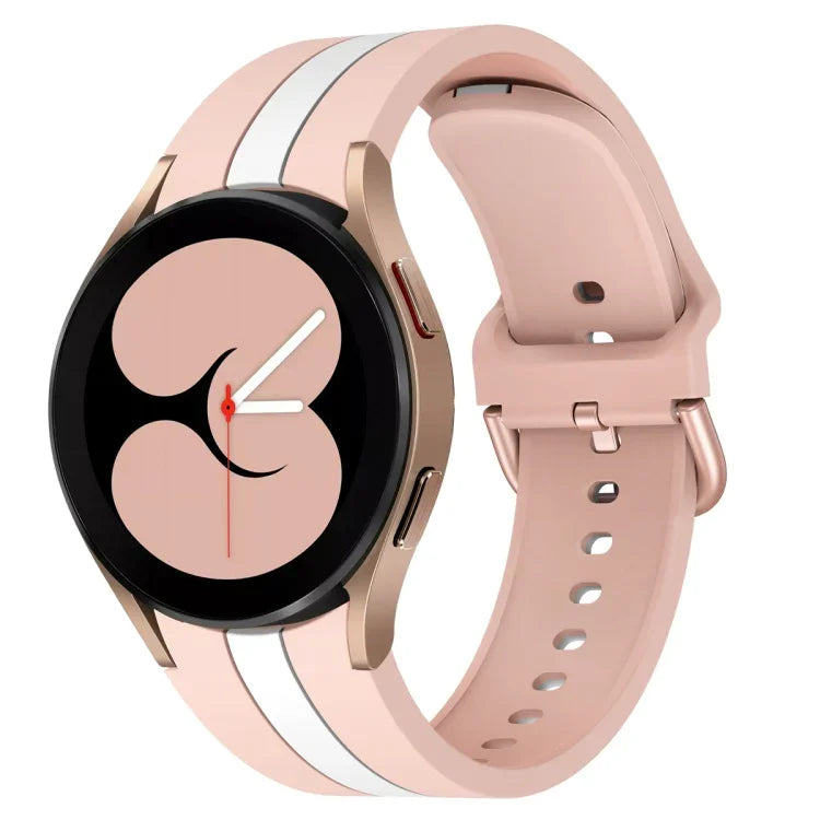 Bracelet de montre en silicone bicolore à trois rayures verticales pour Samsung Galaxy Watch4 40/44 mm / Watch4 Classic 42/46 mm