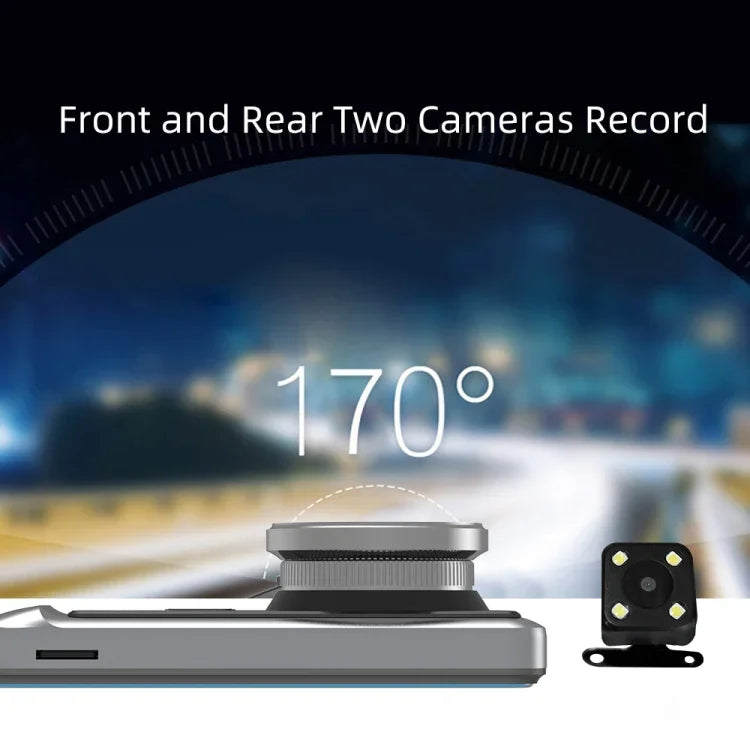 Anytek A60 Voiture 4 pouces écran IPS HD 1080P 170 degrés grand angle double caméra ADAS enregistreur de conduite, A60