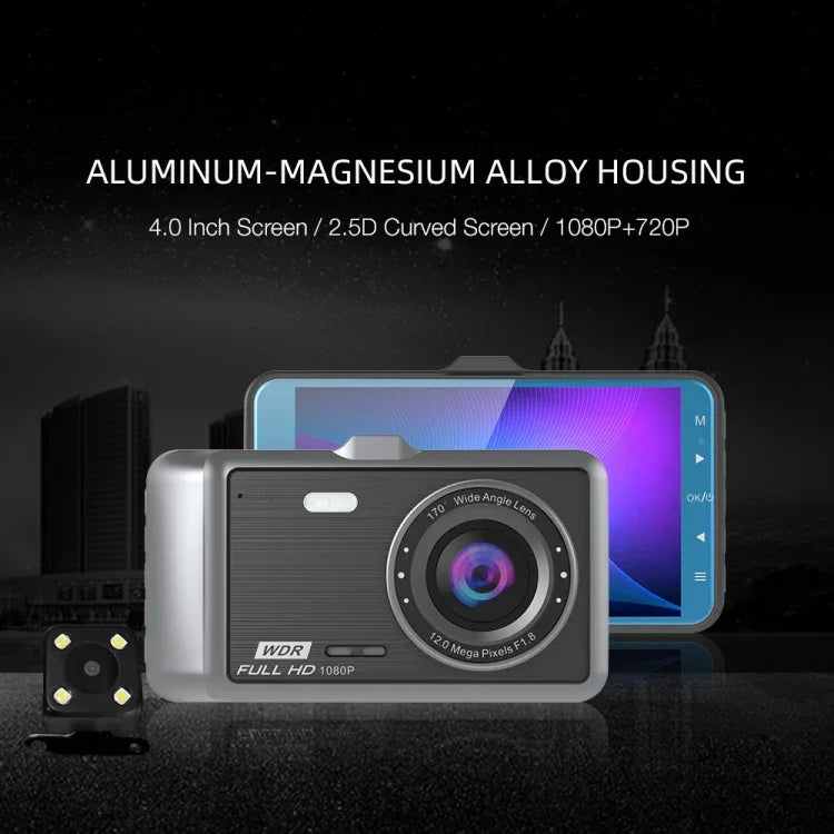 Anytek A60 Voiture 4 pouces écran IPS HD 1080P 170 degrés grand angle double caméra ADAS enregistreur de conduite, A60