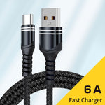 Câble de chargement USB tressé 6A, Longueur du câble : 1m, USB-C / Type-C, Micro USB, 8 broches