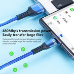 Câble de chargement USB tressé 6A, Longueur du câble : 1m, USB-C / Type-C, Micro USB, 8 broches