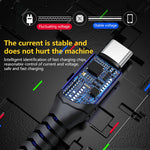 Câble de chargement USB tressé 6A, Longueur du câble : 1m, USB-C / Type-C, Micro USB, 8 broches