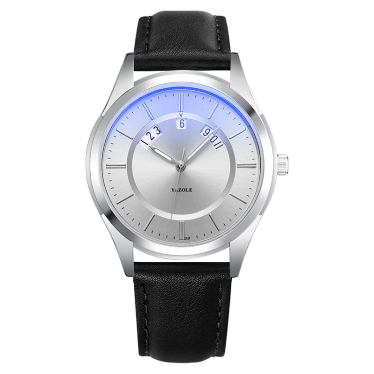 Montre quartz étanche YAZOLE 513 avec bracelet en cuir et calendrier