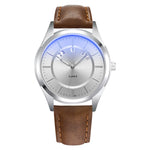 Montre quartz étanche YAZOLE 513 avec bracelet en cuir et calendrier