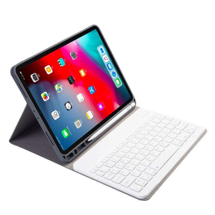 Étui en cuir à rabat horizontal avec clavier Bluetooth magnétique détachable et texture en tissu pour iPad Pro 11 2020 / 2018 avec support et emplacement pour stylet, Rétroéclairage RK11, RK11D