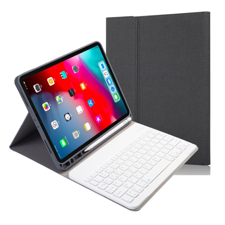 Étui en cuir à rabat horizontal avec clavier Bluetooth magnétique détachable et texture en tissu pour iPad Pro 11 2020 / 2018 avec support et emplacement pour stylet, Rétroéclairage RK11, RK11D