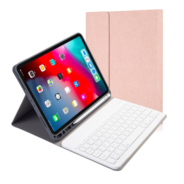 Étui en cuir à rabat horizontal avec clavier Bluetooth magnétique détachable et texture en tissu pour iPad Pro 11 2020 / 2018 avec support et emplacement pour stylet, Rétroéclairage RK11, RK11D