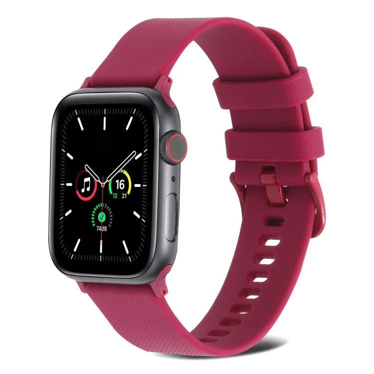 Bracelet de montre en silicone à tissage uni pour Apple Watch Series, 7 41 mm / 6&SE&5&4 40 mm / 3&2&1 38 mm, 7 45 mm / 6&SE&5&4 44 mm / 3&2&1 42 mm