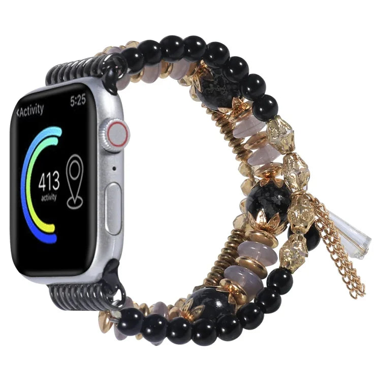 Bracelet de montre à chaîne avec pompon pour Apple Watch Series, 7 41mm / 6&SE&5&4 40mm / 3&2&1 38mm, 7 45mm / 6&SE&5&4 44mm / 3&2&1 42mm