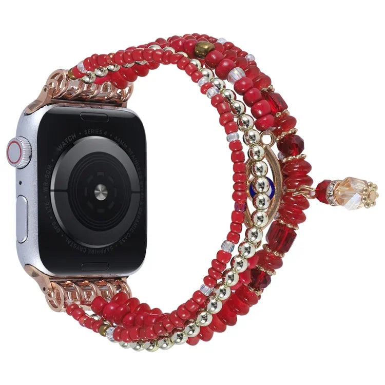 Bracelet de montre à perles "Eye" pour Apple Watch Series, 7 41mm / 6&SE&5&4 40mm / 3&2&1 38mm, 7 45mm / 6&SE&5&4 44mm / 3&2&1 42mm