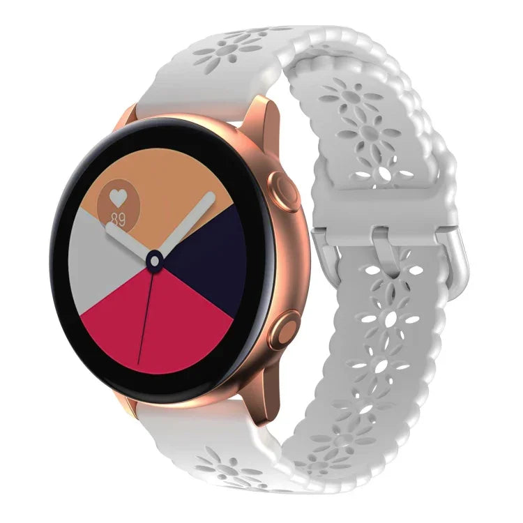 Bracelet de montre en silicone ajouré à fleurs de prunier, pour Samsung Galaxy Watch4 20mm, pour Huawei Watch GT 3 Pro 22mm