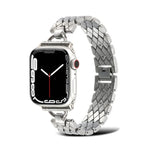 Bracelet de montre en métal losange en forme de D pour Apple Watch Series, 7 45mm / 6&SE&5&4 44mm / 3&2&1 42mm, 7 41mm / 6&SE&5&4 40mm / 3&2&1 38mm
