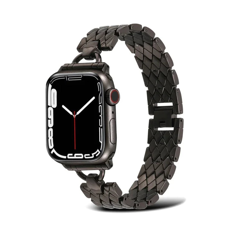 Bracelet de montre en métal losange en forme de D pour Apple Watch Series, 7 45mm / 6&SE&5&4 44mm / 3&2&1 42mm, 7 41mm / 6&SE&5&4 40mm / 3&2&1 38mm