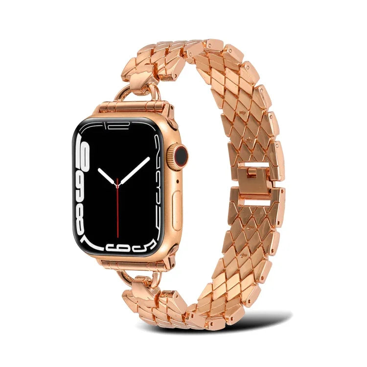 Bracelet de montre en métal losange en forme de D pour Apple Watch Series, 7 45mm / 6&SE&5&4 44mm / 3&2&1 42mm, 7 41mm / 6&SE&5&4 40mm / 3&2&1 38mm