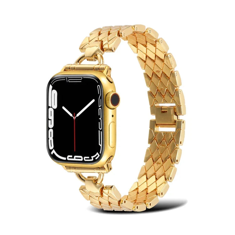 Bracelet de montre en métal losange en forme de D pour Apple Watch Series, 7 45mm / 6&SE&5&4 44mm / 3&2&1 42mm, 7 41mm / 6&SE&5&4 40mm / 3&2&1 38mm