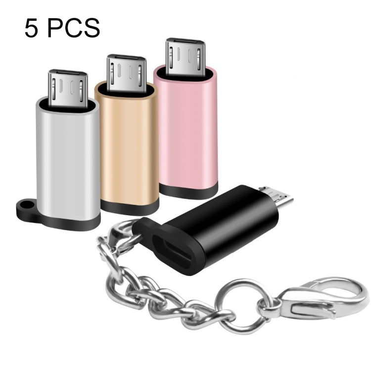 5 PCS Adaptateur connecteur USB-C / Type-C femelle vers Micro USB mâle, Livraison couleur aléatoire, USB-C / Type-C femelle